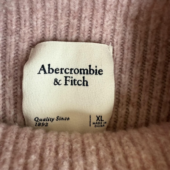 Abercrombie‎ & Fitch Sweater Womens XL Pink Ribbed Mock Neck Pullover Cozy - Picture 2 of 6